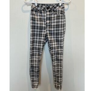 Hot Topic Plaid Gingham Y2K Black White Ultra High Rise Jeggings Women's Size 1